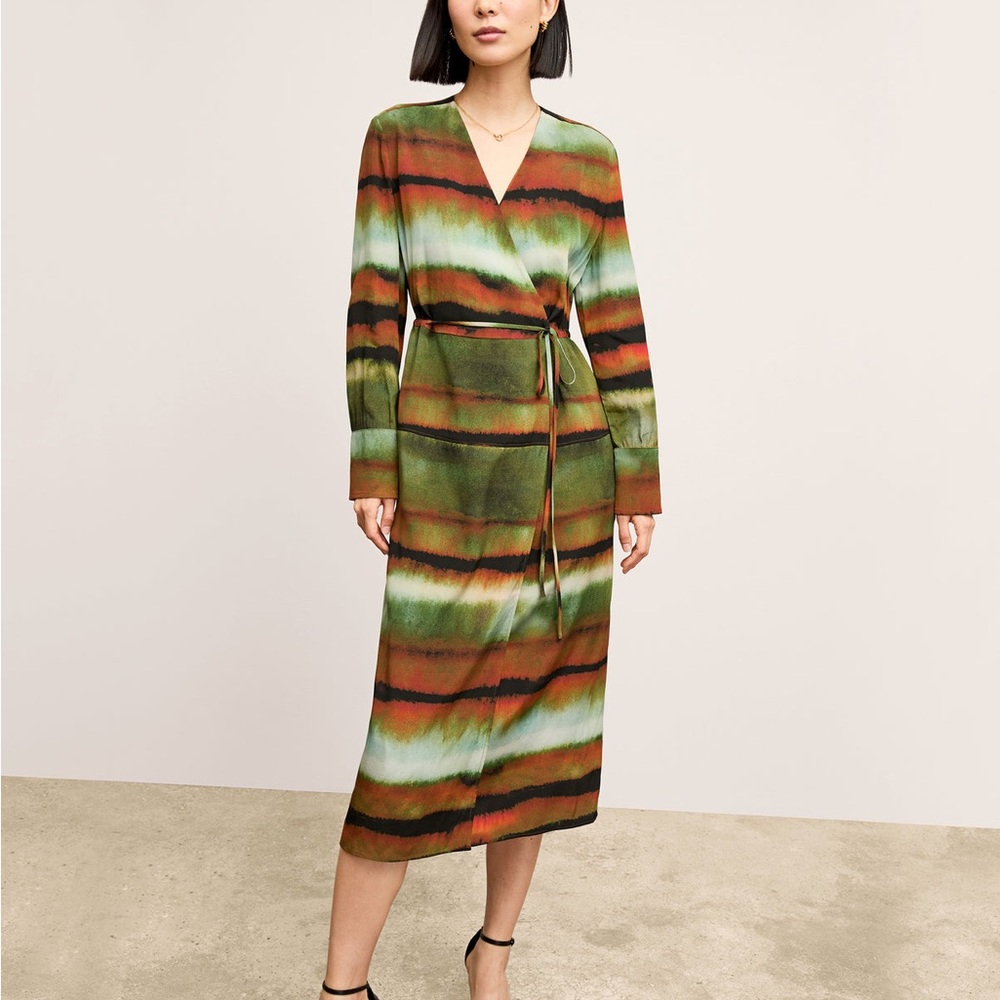 MM Lafleur Vibrant Green and Brown Midi Dress